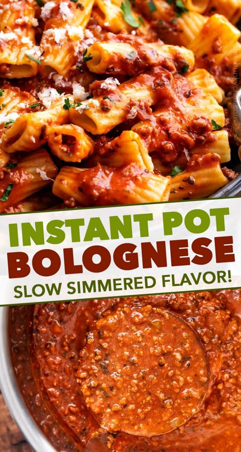 Instant Pot Bolognese Sauce, Instant Pot Bolognese, Italian Meat Sauce, Pasta Tomato, The Chunky Chef, Bolognese Sauce Recipe, Chunky Chef, Sauce Spaghetti, Instant Pot Pasta Recipe