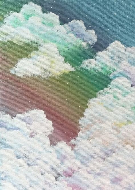 Rainbow Clouds Painting, Acrylic Rainbow Painting, Rainbow Oil Painting, Rainbow Painting Canvases, Sky And Clouds Painting, Painting Idea For Beginners, Hope Painting, Dreamy Clouds, Clouds Painting