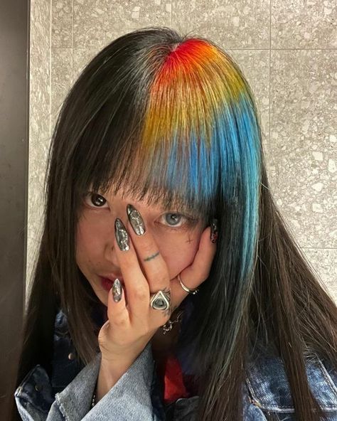 Mlma Melovemealot Aesthetic, Striped Dyed Hair, Peekaboo Dye, Mlma Melovemealot, Color Depositing Shampoo, Multicolored Hair, Pretty Hair Color, Colorful Hair, Dye My Hair