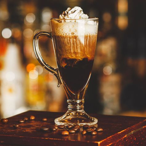 Mix Yourself Ireland's Most Famous Cocktail: The Classic Irish Coffee Famous Cocktails, Brazilian Coffee, Mr Coffee, Sweet Drinks, Coffee Cocktails, Irish Coffee, Chocolate Syrup, Irish Whiskey, Coffee Branding