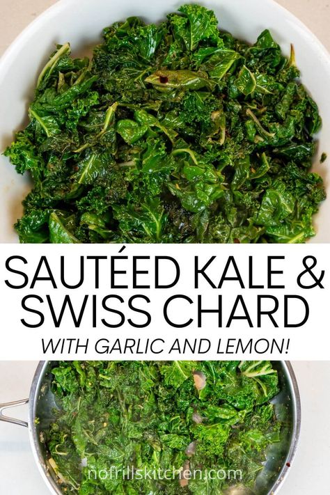 These sauteed greens are a healthy and flavourful side dish. Perfect served alongside fish, it's simple and easy to make and super tasty. Swiss Chard Recipe, Swiss Chard Recipes Easy, Swiss Card, Sauteed Swiss Chard, Fried Kale, Sautéed Kale, Veggie Side Dish Recipes, Vegetable Ideas, Croatia Food