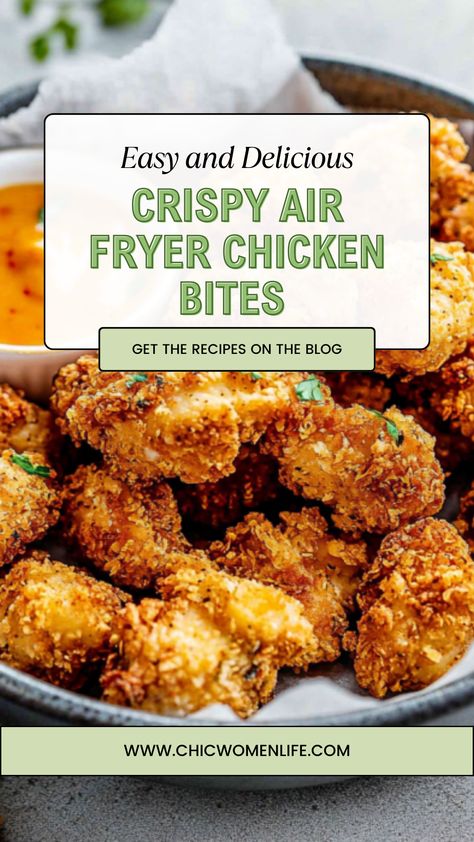 Crispy Air Fryer Chicken Bites Crispy Air Fryer Bang Bang Chicken Bites, Chicken Cubes In Air Fryer, Air Fried Chicken Bites, Chicken Bites In Air Fryer, Chicken Bites Air Fryer, Oven Crispy Chicken, Air Fryer Chicken Bites, Shake N Bake Chicken, Air Fryer Dinners