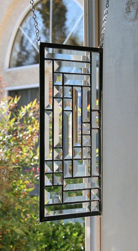 Stained Glass Design Ideas for Modern Kitchens Black And White Stained Glass Window, Stained Glass Bevels, Metallic Overlay, Window Stained, Motif Art Deco, Glass Room, Stained Glass Window Panel, Stained Glass Diy, Stained Glass Crafts