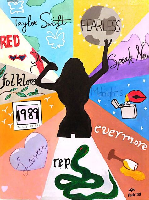 Taylor Swift Canvas, Book Character Pumpkins, Diy Canvas Art Easy, Taylor Swift Drawing, Butterfly Art Painting, Triangle Art, Dorm Art, Silhouette Painting, Simple Canvas Paintings