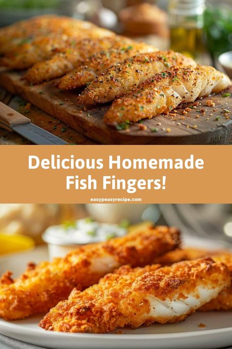 Homemade fish fingers served on a cutting board and a plate, showcasing their golden, crispy coating. Fish Fingers Recipe, Homemade Fish Fingers, Chicken Fried Rice Easy, Welcome To My Kitchen, Easy Zucchini Recipes, Fish Fingers, Chicken Fried Rice Recipe, Pot Recipes Healthy, Easy Peasy Recipes