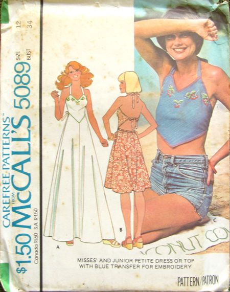 70s Halter, Halter Top Pattern, 1970s Sewing Patterns, 60s And 70s Fashion, 70s Inspired Fashion, Fashion Illustration Vintage, Mccalls Sewing Patterns, Halter Tops, Fashion Sewing Pattern