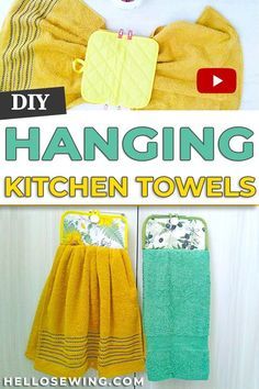 Hand Towel With Pot Holder, Hanging Dish Towel With Pot Holder, How To Make A Dish Towel With A Pot Holder, Hanging Potholder Dishtowel, Pot Holder Hand Towel, Potholder Hanging Towel, Pot Holders Diy Sewing Dish Towels, Diy Hanging Hand Towels, Pot Holder Dish Towel