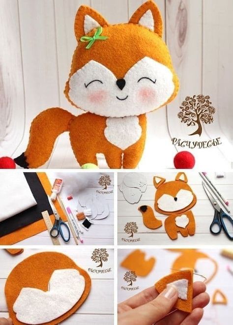 Idee Babyshower, Baby Mobil, Felt Toys Patterns, Felt Animal Patterns, Felt Fox, Felt Crafts Patterns, Felt Crafts Christmas, Baby Rosa, Soft Toy Patterns