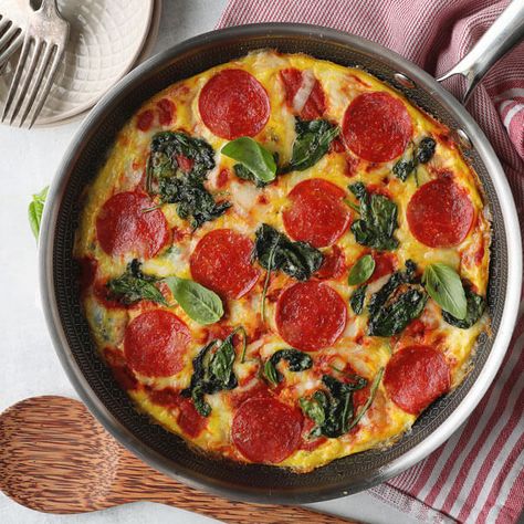 Pizza Frittata from Land O'Lakes Pizza Frittata Recipes, Pizza Frittata, Southern Comfort Recipes, Spring Recipes Dinner, Spring Veggies, Plant Based Cheese, Frittata Recipe, Spring Dinner, Frittata Recipes