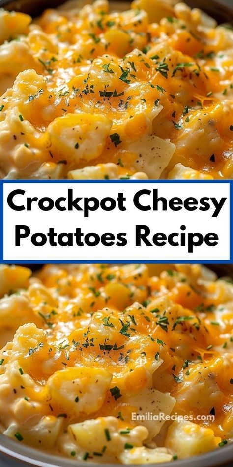 Want easy crockpot meals? This crockpot cheesy potatoes recipe is a hit. Ideal for dinner, it’s creamy and flavorful. Discover more potato recipes and dinner ideas for family meals! Crockpot Cheesy Potatoes, Cheesy Potatoes Recipe, Au Gratin Potato Recipes, Au Gratin Recipes, Seasoned Potatoes, Cheesy Potato, Easy Slow Cooker Recipes, Cheesy Recipes, Potato Side Dishes