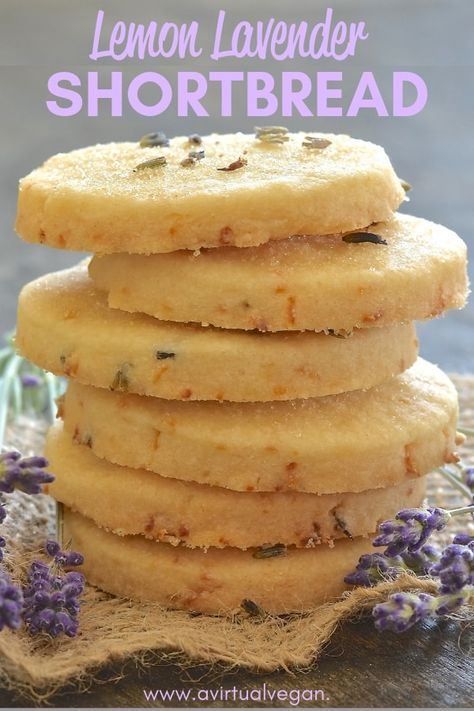 Lavender Shortbread Cookies, Vegan Shortbread, Lavender Shortbread, Lavender Recipes, Culinary Lavender, Vegan Cookies Recipes, Shortbread Recipes, Lemon Lavender, Vegan Cookies