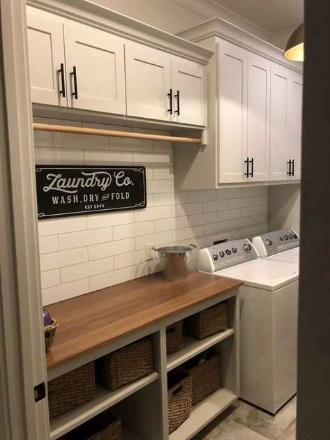 #laundry #diy #organization Laundry Room Decor Ideas, Laundy Room, Laundry Room Update, Ikea Desk Hack, Rustic Laundry Rooms, Basement Laundry Room, Dream Laundry Room, Basement Laundry, Laundry Room Closet