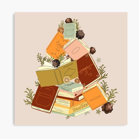 Get my art printed on awesome products. Support me at Redbubble #RBandME: https://www.redbubble.com/i/canvas-print/Bookish-christmas-tree-book-club-all-book-for-christmas-by-Myttong/165676922.5Y5V7?asc=u Cottagecore Books, Book For Christmas, Coastal Cottagecore, New Year Wish, Bookish Christmas, Aesthetic Canvas, Holiday Party Ideas, Christmas Canvas, New Year Wishes