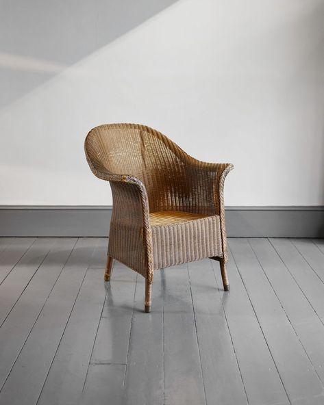 1930's Lloyd Loom Chair | Howe London Lloyd Loom Chair, Lloyd Loom, Woven Chair, Gold Spray, Air Force Blue, Storage Mirror, The Maker, Table Seating, Blue Paint