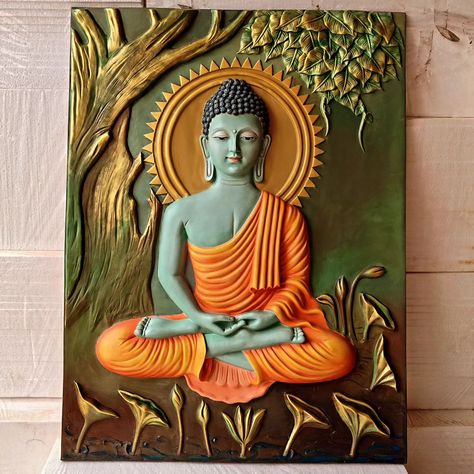 Buddha Wall Mural, Budha Art, Room Paint Designs, Buddha Wall Decor, Mural Art Design, House Wall Design, Buddha Artwork, Buddha Wall Art, Cement Art