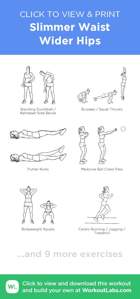 Slimmer Waist   Wider Hips – click to view and print this illustrated exercise plan created with #WorkoutLabsFit Slim Waist Wider Hips Workout, Widen Hips Workout, Wider Hips Workout Gym, Wider Hips Workout, Wide Hip Workouts, How To Widen Hips, Planning Sport, Hourglass Workout, Workout Labs