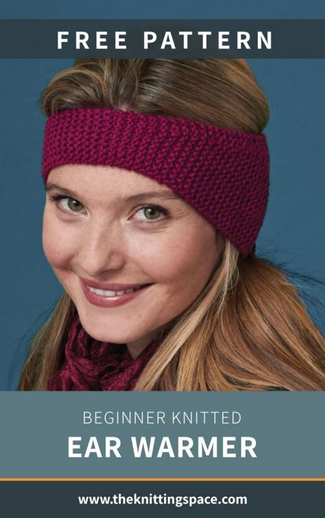 Accessorize with this chic Beginner Knitted Ear Warmer. It's a quick and easy pattern that you can knit if you want a cozy warmer as a hat substitute. It also makes for an excellent gift idea for your friends. | Discover over 4,500 free knitting patterns at theknittingspace.com #knitpatternsfree #fallknittingpatterns #wintercozy #DIY #giftideas Ear Warmer Headband Knitted, Earwarmers Knitting Pattern Free, Knit Headband Pattern Free Ear Warmers, Headband Knitting Patterns Free Easy, Knitted Ear Warmers Free Pattern, Knitting Ear Warmers, Easy Knit Ear Warmer Pattern Free, Ear Warmers Knitted Free Pattern, Knitted Ear Warmer Pattern Free