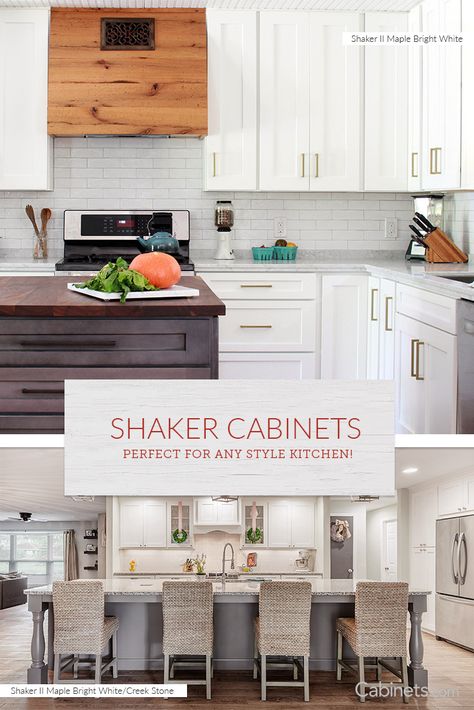 Shaker kitchen cabinets are so well-liked because of their clean lines and classic look. We offer many different colors of shaker style cabinets. Kitchen Cabinets Update, Kitchen Cabinets Styles, Timeless Kitchen Cabinets, Walnut Kitchen Cabinets, Kitchen Cabinet Inspiration, White Shaker Kitchen Cabinets, Clean Kitchen Cabinets, Cheap Kitchen Cabinets, White Shaker Kitchen