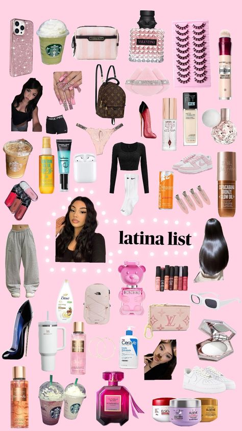 👯🏻‍♀️🥥°•☆latina girl☆•°🥥👯🏻‍♀️ #latina #girl #mackeup #cosmetic #aesthetic #cute #whishlist #list #latinaoutfitinspo Latina Essentials, Latina Wishlist, How To Be Latina, Latina Makeup Products List, Baddie Christmas List, Latina Christmas Wishlist, Baddie Wishlist, Latina Skin Care, Xmas Sleepover