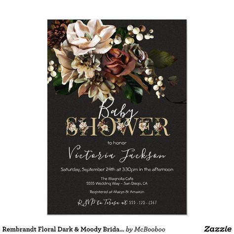 Dark Bridal Shower Ideas, Dark And Moody Bridal Shower Ideas, Moody Baby Shower Ideas, Dark Bridal Shower Theme, Moody Floral Background, Dark Floral Wedding Invitation, Burgundy Baby Shower, Baby Shower Backdrop, Baby Shower Invites