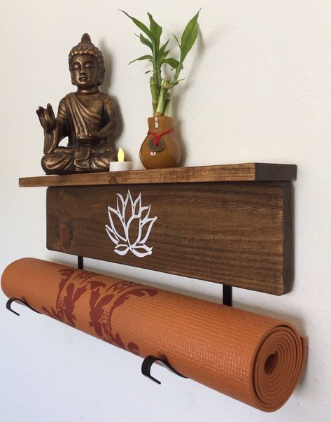 Zen Office, Home Yoga Room, Yoga Mat Holder, Yoga Room Decor, Home Gym Decor, Meditation Rooms, Zen Room, Yoga Mats Design, Zen Space