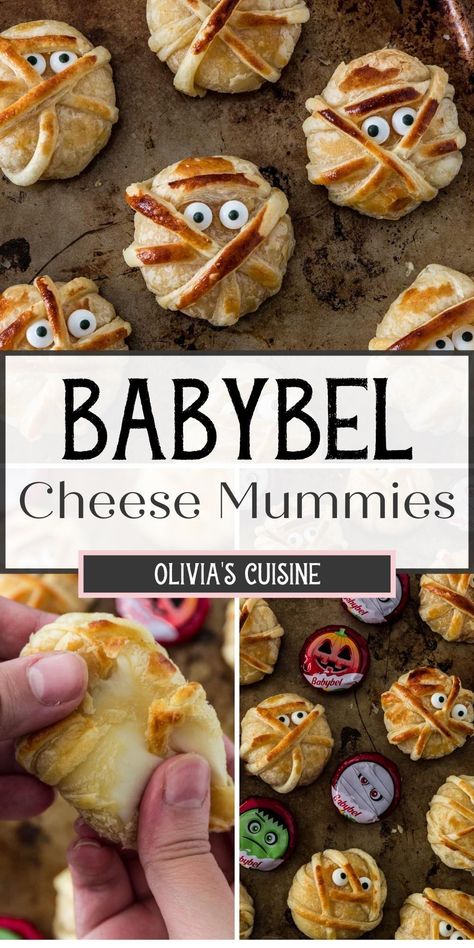 Babybel Cheese Halloween, Spooky Birthday Food, Food For Halloween Party Appetizers, Halloween Dinners Easy, Gothic Halloween Party Food, Mummy Brie Cheese, Halloween Party Snacks For Adults Easy, Adult Halloween Party Appetizers, Cute Halloween Food Ideas Party Snacks