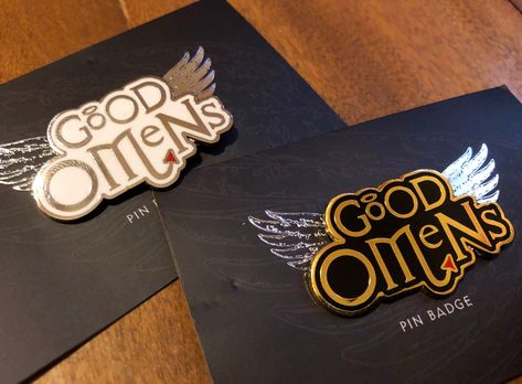 Good Omens Clothes, Good Omens Logo, Good Omens Merch, Thrift Flips, Sparkly Accessories, Logo Pin, Good Omens Book, Ineffable Husbands, Good Omens