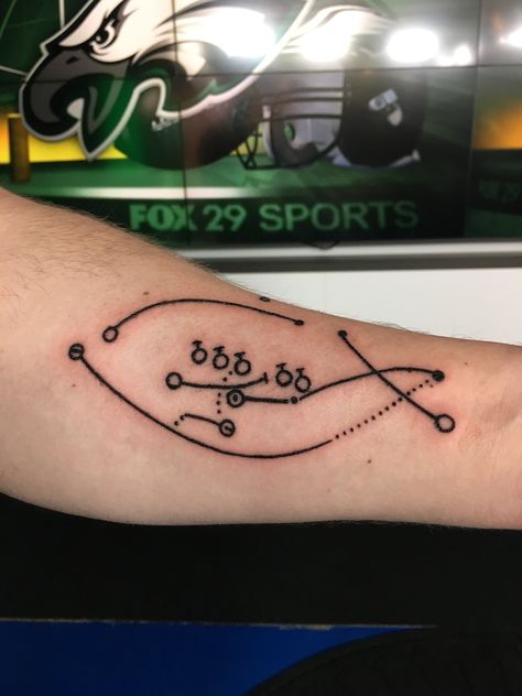 Meet Dan...the Eagles fan who got “The Philly Special” play as a tattoo!!   His permanent way of celebrating the gutsy call during the #SuperBowl !  #FlyEaglesFly Philly Eagles Tattoo, Philadelphia Eagles Tattoo Ideas, Eagles Tattoo Philadelphia, Philly Tattoo Ideas, Special Tattoo Ideas, Philly Tattoo, Philadelphia Tattoo, Special Tattoo, Philly Special