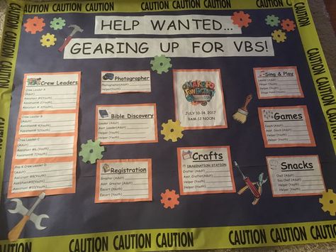 VBS Volunteer Recruitment Board Vbs Volunteer Recruitment, Volunteer Board, Ministry Fair, Zoomerang Vbs, Maker Fun Factory Vbs, Shipwrecked Vbs, Superhero Vbs, Camp Vbs, Vacation Bible School Themes