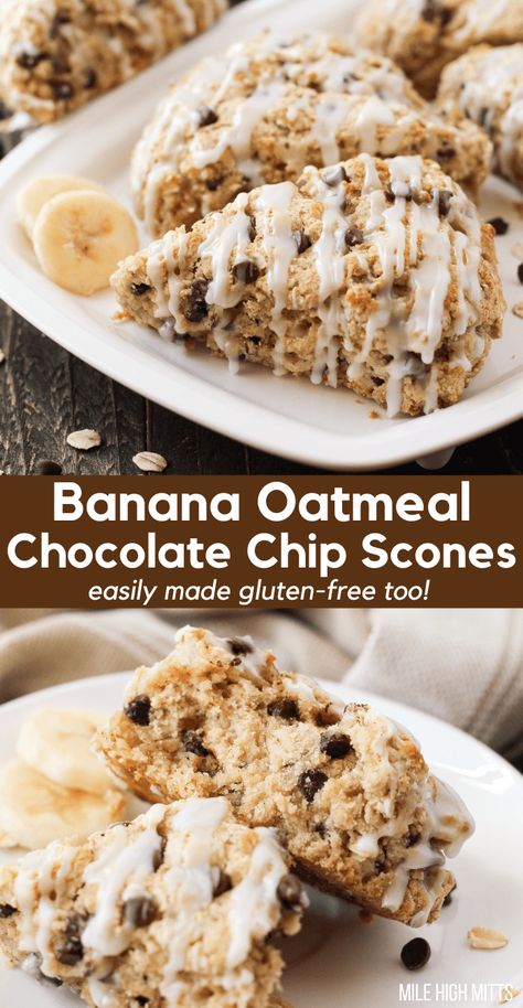 Smores Scones, Oatmeal Scones Recipe, Oatmeal Scones Healthy, Protein Scones Recipe, Banana Scones Recipe, High Protein Scones, Oat Flour Scones Recipe, Protein Scones, Gluten Free Quick Oats Recipes