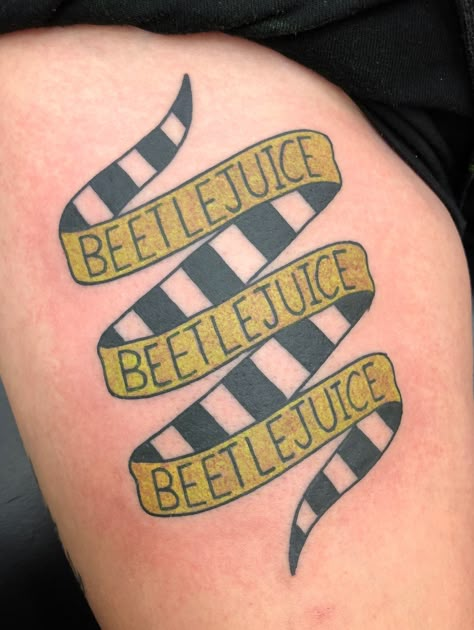 Tattoodo Beatle Juice Tattoo Ideas, Beetle Juice Tattoos, Never Trust The Living Tattoo, Beetlejuice Tattoo Flash, Beetlejuice Flash Tattoo, Sandworm Beetlejuice Tattoo, Beetlejuice Tattoo Ideas, Baby Beetlejuice, Brandon Adams