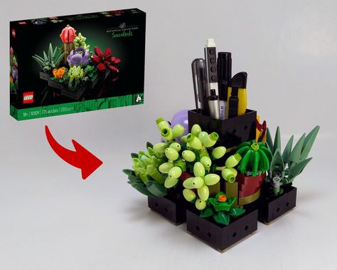 Lego Flowers, Succulent Display, Lego Diy, Small Succulents, Lego Parts, Lego Group, Lego Builds, Lego Art, Lego Stuff