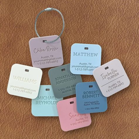 Luggage Tags Personalized, Backpack Tag, Bag Tags, Name Tags for Backpacks, Personalized ID Tags, Custom Luggage Tag, Travel Accessories - Etsy Backpacks Travel, Bags Game, Colored Acrylic, Personalized Luggage, Personalized Backpack, Custom Luggage Tags, Travel Luggage Tag, Backpack Tags, Aesthetic Pastel