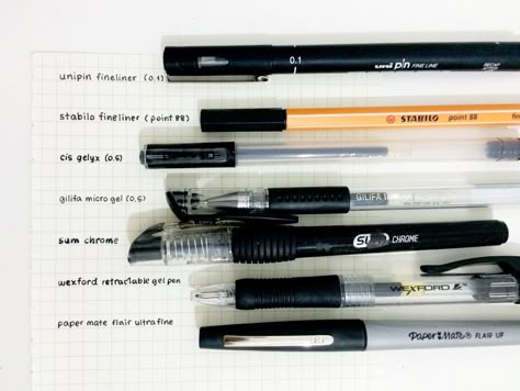 Stationery For Notes, Best Pens For School, Unipin Pens, Best Pens For Writing, Handwriting Reference, Stationery Shops, Pens For School, Paper Mate Flair, Studying Stationary