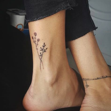 Instagram post by Small Tattoos • Aug 3, 2018 at 12:07pm UTC Holiday Tattoo, Tattoos About Growth, Thistle Tattoo, Small Foot Tattoos, Tier Tattoo, Sailor Jerry Tattoos, Tattoo Trend, Handpoke Tattoo, Ankle Tattoos