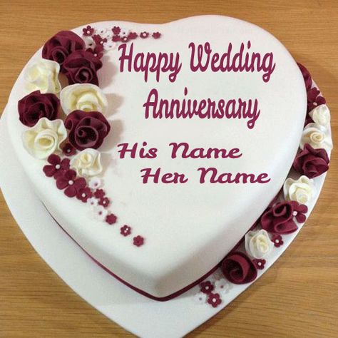 Write Couple Name On Wedding Anniversary Heart Cake.Anniversary Cake Picture Wishes With Greetings Online. Anniversary Cake Pictures, Happy Marriage Anniversary Cake, Anniversary Cake With Photo, Marriage Anniversary Cake, Anniversary Cake With Name, Happy Wedding Anniversary, Birthday Cake Writing, Happy Wedding Anniversary Wishes, Happy Anniversary Cakes