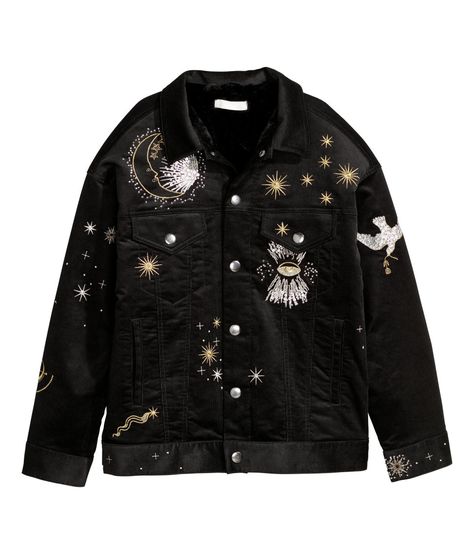 Fully Lined Corduroy Jacket | Black/embroidery | WOMEN | H&M US Black Corduroy Jacket, Jacket With Embroidery, Black Embroidery, Women's Sweaters, Kawaii Clothes, Corduroy Jacket, Petite Fashion, Fashion Company, World Of Fashion