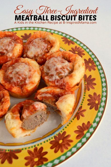 Super Easy Three Ingredient Meatball Biscuit Bites - A Kids in the Kitchen Recipe at B-Inspired Mama #ad #MancinisMeatballs Gluten Free Gnocchi Recipes, Biscuit Bites, Easy Meatball, Kids Pizza, Kids In The Kitchen, Pizza Making, Meatballs Easy, Kitchen Recipe, Three Ingredient