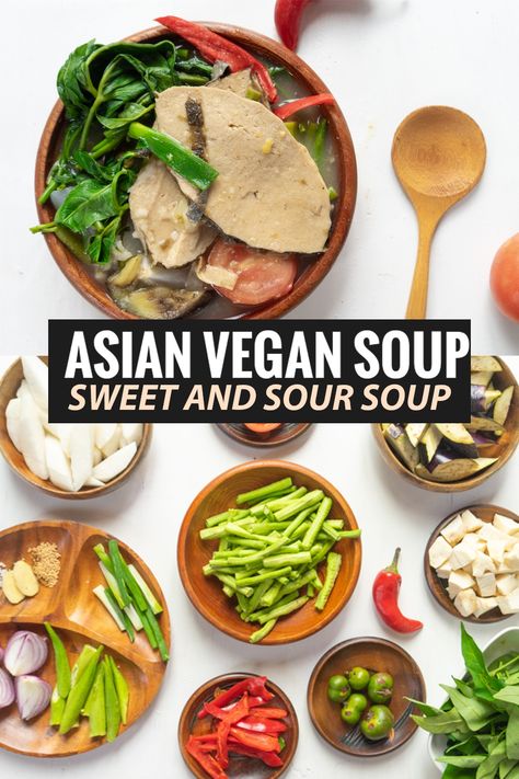 Sinigang Recipe, Sweet And Sour Soup, Recipes Using Bananas, Sour Soup, Vegan Asian, Spinach Stuffed Mushrooms, Meat Lovers, Vegan Soup, Healthy Dishes