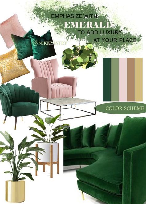 Green Bedroom Decor, Green Living Room Decor, Living Room Color Schemes, Casa Vintage, Salon Interior Design, Room Color Schemes, Living Room Green, Green Rooms, Bedroom Green