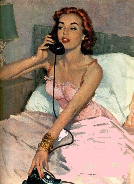 Southern Vampire, Vintage Pin Ups, 50s Aesthetic, Arte Pulp, Snoring Remedies, Vintage Pop, Vintage Drawing, On The Phone, Hate People