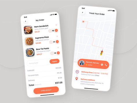 Food App Order Tracking & Delivery UI Screen Order Tracking Ui, Food Ordering App, Supreme Pizza, Food Map, Meal Train Recipes, Food Delivery App, Food Receipt, Delivery App, Mobile App Ui