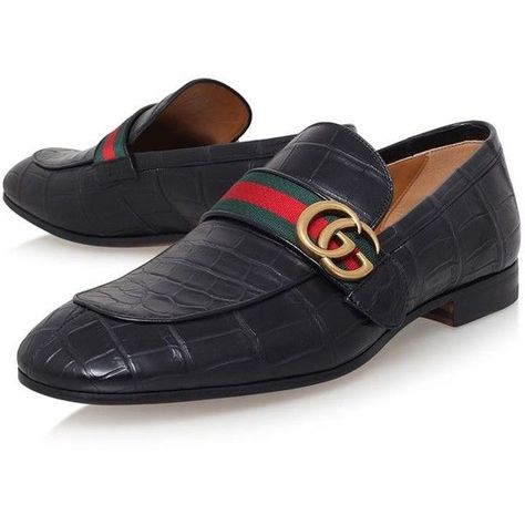 Gucci Revolt Crocodile Skin Loafers ($2,115) ❤️ liked on Polyvore featuring men's fashion, men's shoes, men's loafers, mens loafer shoes and gucci mens shoes Gucci Dress Shoes, Sneakers Shoes For Men, Mens Loafer, Mens Loafers Shoes, Oxford Shoes Outfit, Gucci Mens, Best Shoes For Men, Mens Designer Shoes, Men's Loafers