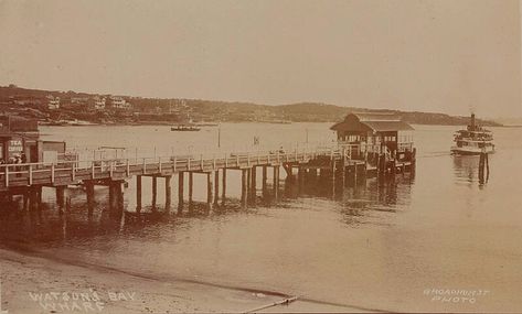 Watsons Bay Wharf in eastern Sydney in the early 1900s. •State Library of NSW•  🌹 Seven Hills, Bow Wow, Canberra, Early 1900s, Geography, The Rock, Paris Skyline, Fresh Water, Liverpool