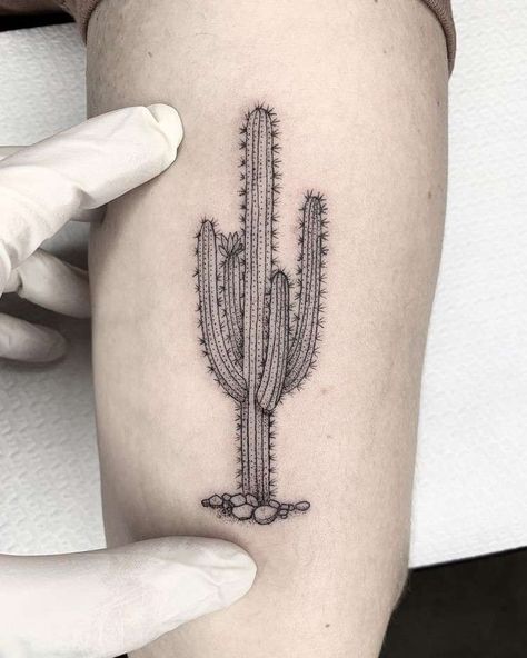 Back Of Thigh Tattoo, Cowboy Tattoos, Cactus Tattoo, Lombardy Italy, Western Tattoos, Initial Tattoo, Line Art Tattoos, Badass Tattoos, Abstract Tattoo