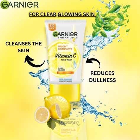 Garnier face wash poster design Face Wash Poster Design, Garnier Face Wash, Natural Cleanse, Vitamins For Skin, July 4, Deep Cleansing, Face Wash, Natural Skin, Aesthetic Art