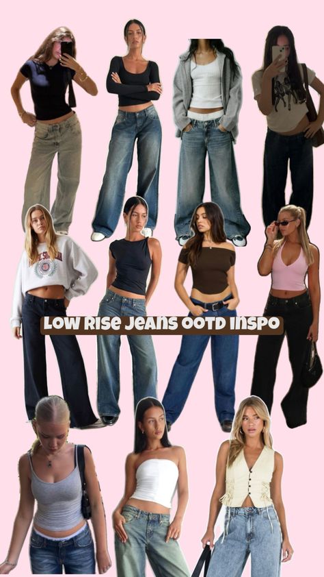 Inspo of low rise jeans Low Rise Jeans Outfits, Low Rise Jeans Outfit, Ootd School, Adriana Lima Style, Ootd Inspo, Outfits Verano, Jeans Outfit, Adriana Lima, Low Rise Jeans