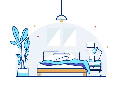 Organized Bedroom by Qamarzaib Aslam on Dribbble Organized Bedroom, Bedroom Cartoon, Bedroom Illustration, Bedroom Drawing, Interior Illustration, Bedroom Tips, Animation Tutorial, Line Art Design, Comfortable Bedroom