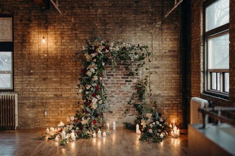 Brick Wedding Venue, Brick Wedding, Candlelit Ceremony, Nikah Decor, Wedding Ceremony Arch, Wedding Arch Flowers, Arch Decoration Wedding, Wedding Venue Decorations, Flower Studio