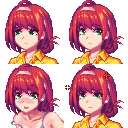 stardewvalley anime mods at Stardew Valley Nexus - Mods and community Stardew Valley Anime Mod, Stardew Valley Pixel Art Characters, Stardew Valley Penny Fanart, Pixel Art Character Portrait, Penny Stardew Valley Fanart, Stardew Valley Penny, Penny Stardew Valley, Stardew Valley Pixel Art, Pixel Art Portrait